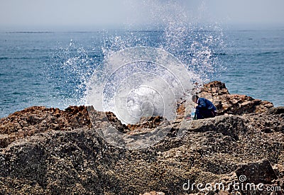 Splash wave, Qingdao, China Editorial Stock Photo